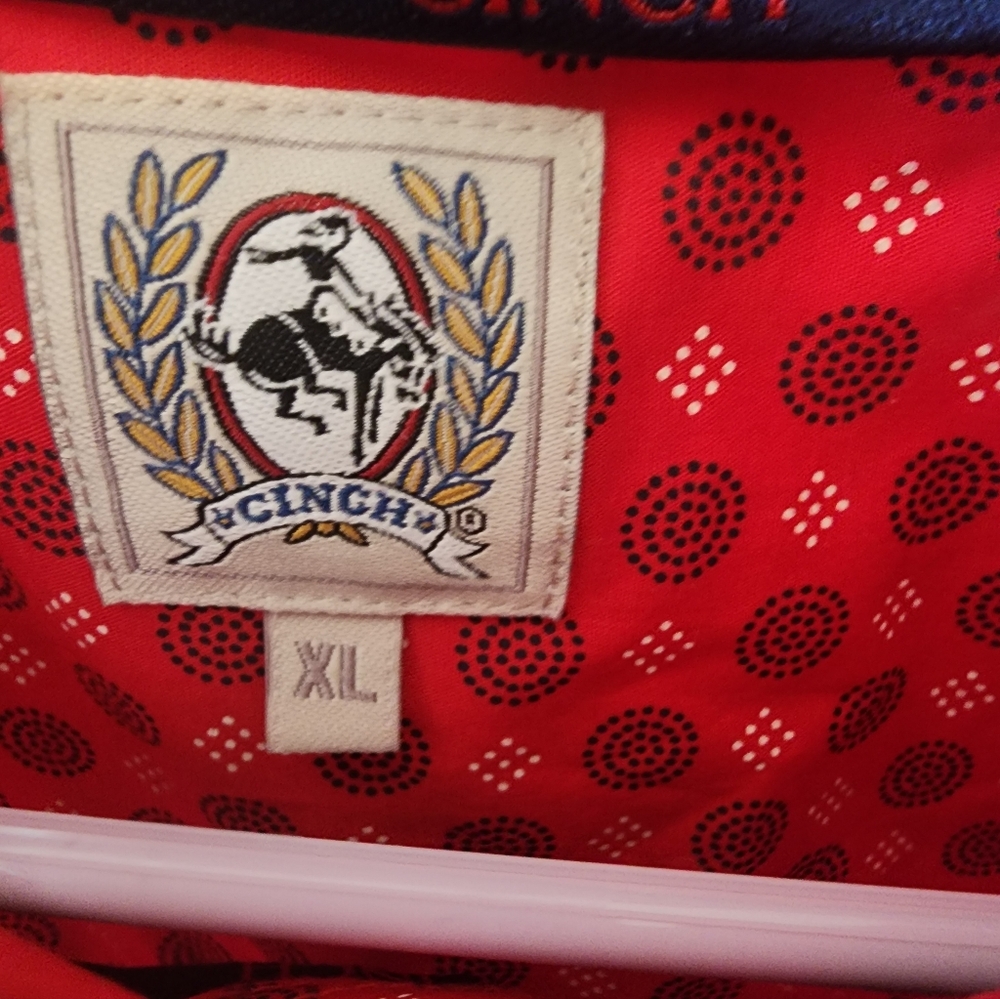 Cinch Red Patterned Button-Up Shirt - image 3